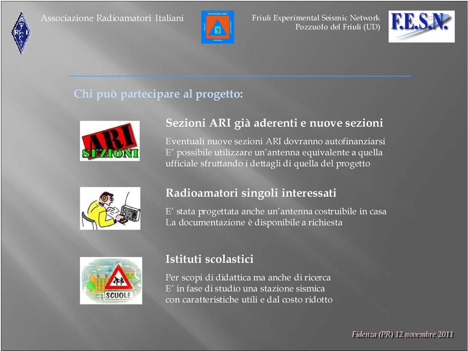 interessati E stata progettata anche un antenna costruibile in casa La documentazione è disponibile a richiesta Istituti