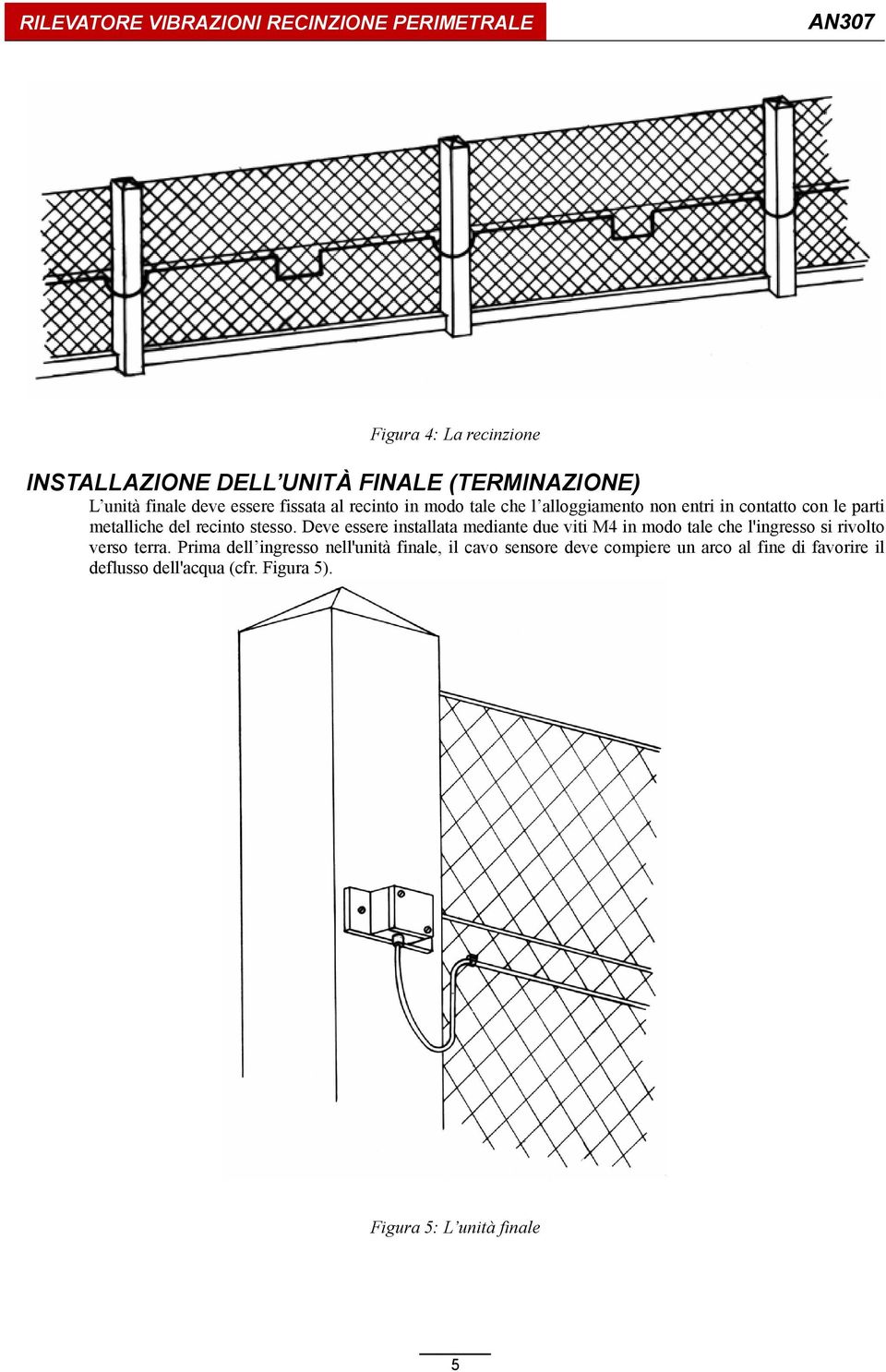 Deve essere installata mediante due viti M4 in modo tale che l'ingresso si rivolto verso terra.