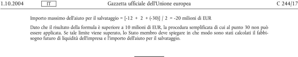 punto 30 non può essere applicata.