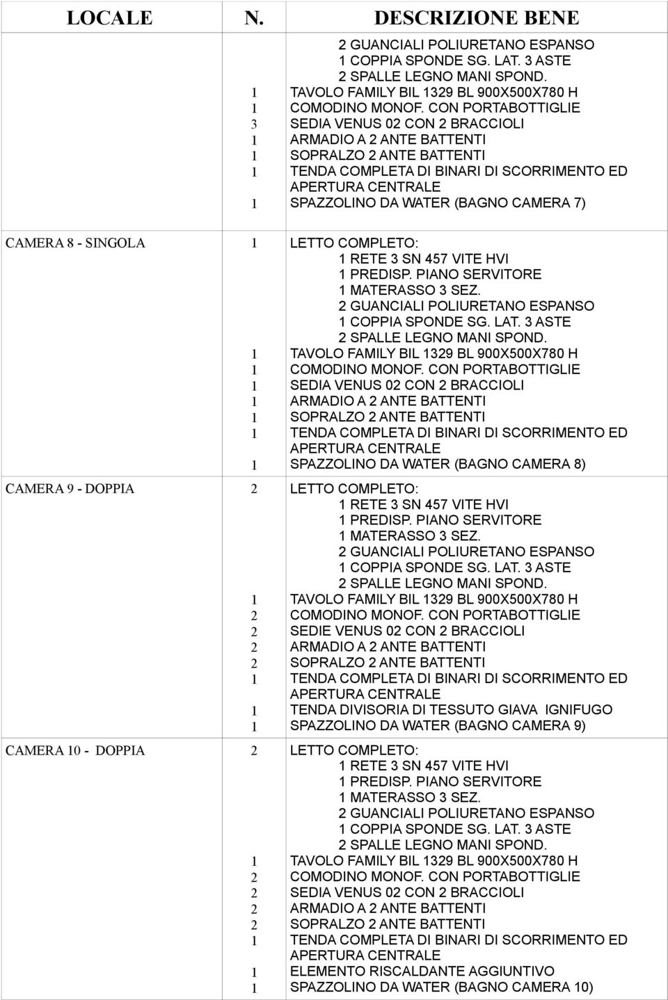 DOPPIA RETE SN 457 VITE HVI PREDISP. PIANO SERVITORE MATERASSO SEZ.