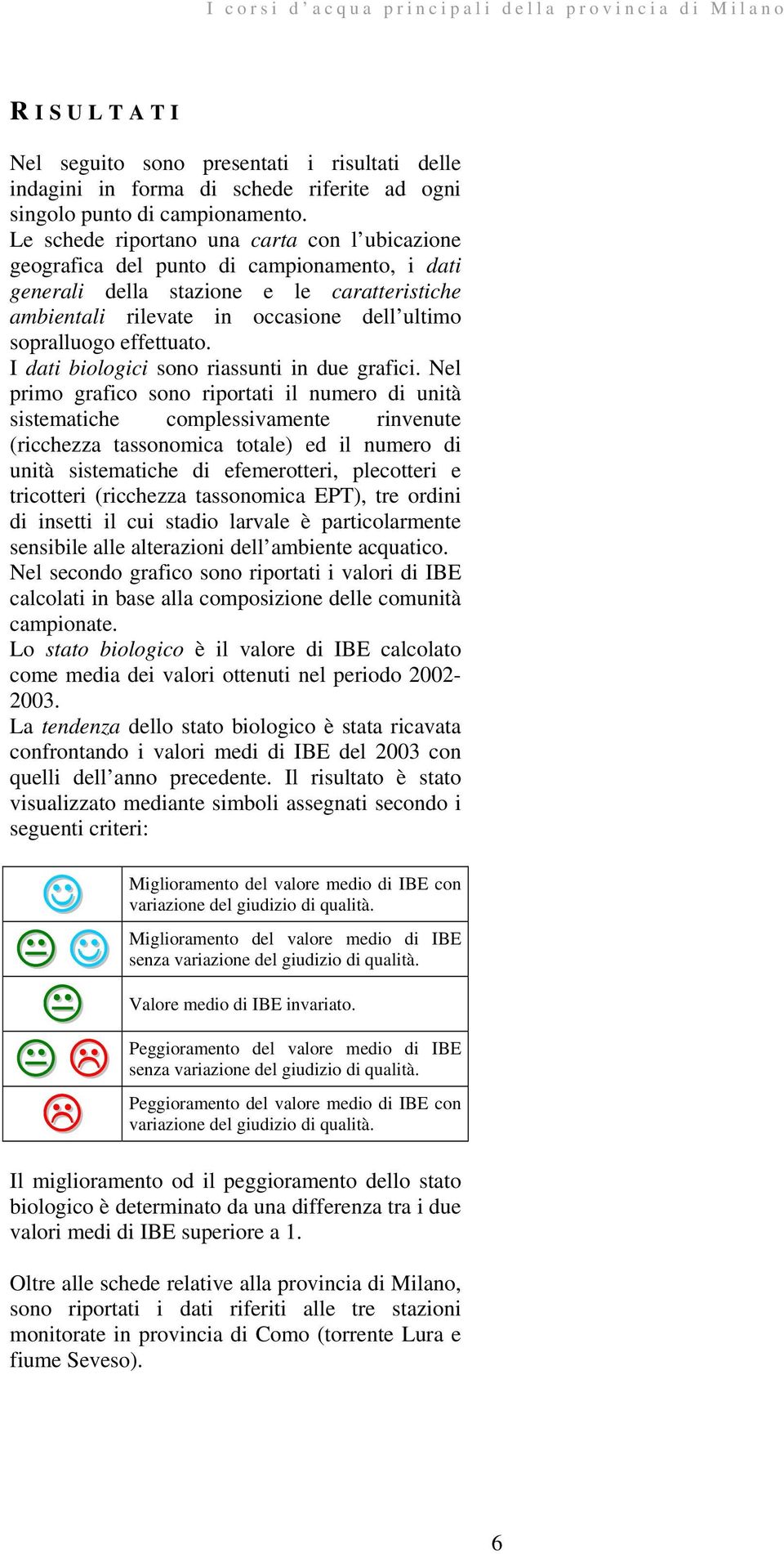 effettuato. I dati biologici sono riassunti in due grafici.