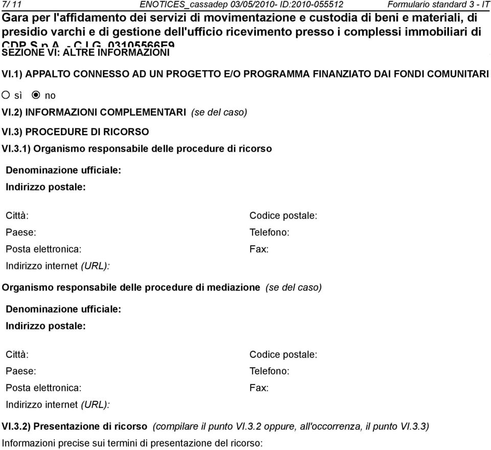 PROCEDURE DI RICORSO VI.3.