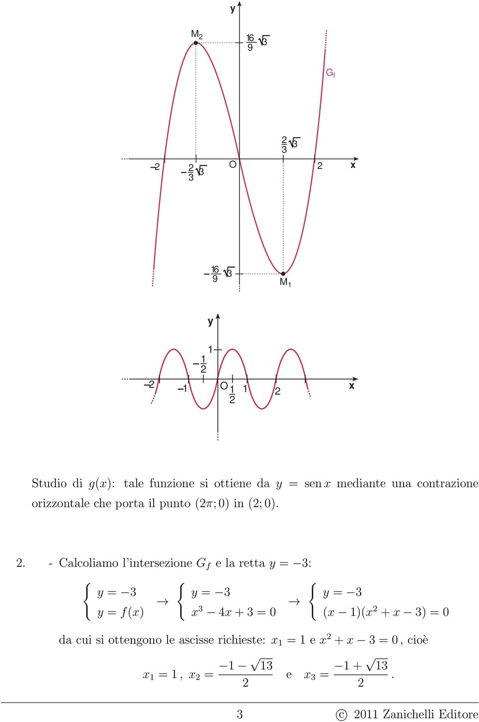 . - Calcoliamo l intersezione G f e la retta y = : { y = y = f() { y = 4+ = { y = ( 1)(