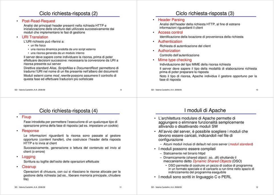 server deve sapere come individuare la risorsa, prima di poter effettuare decisioni successive: necessaria la conversione da URI a risorsa presente sul server Direttive standard Alias, ScriptAlias e