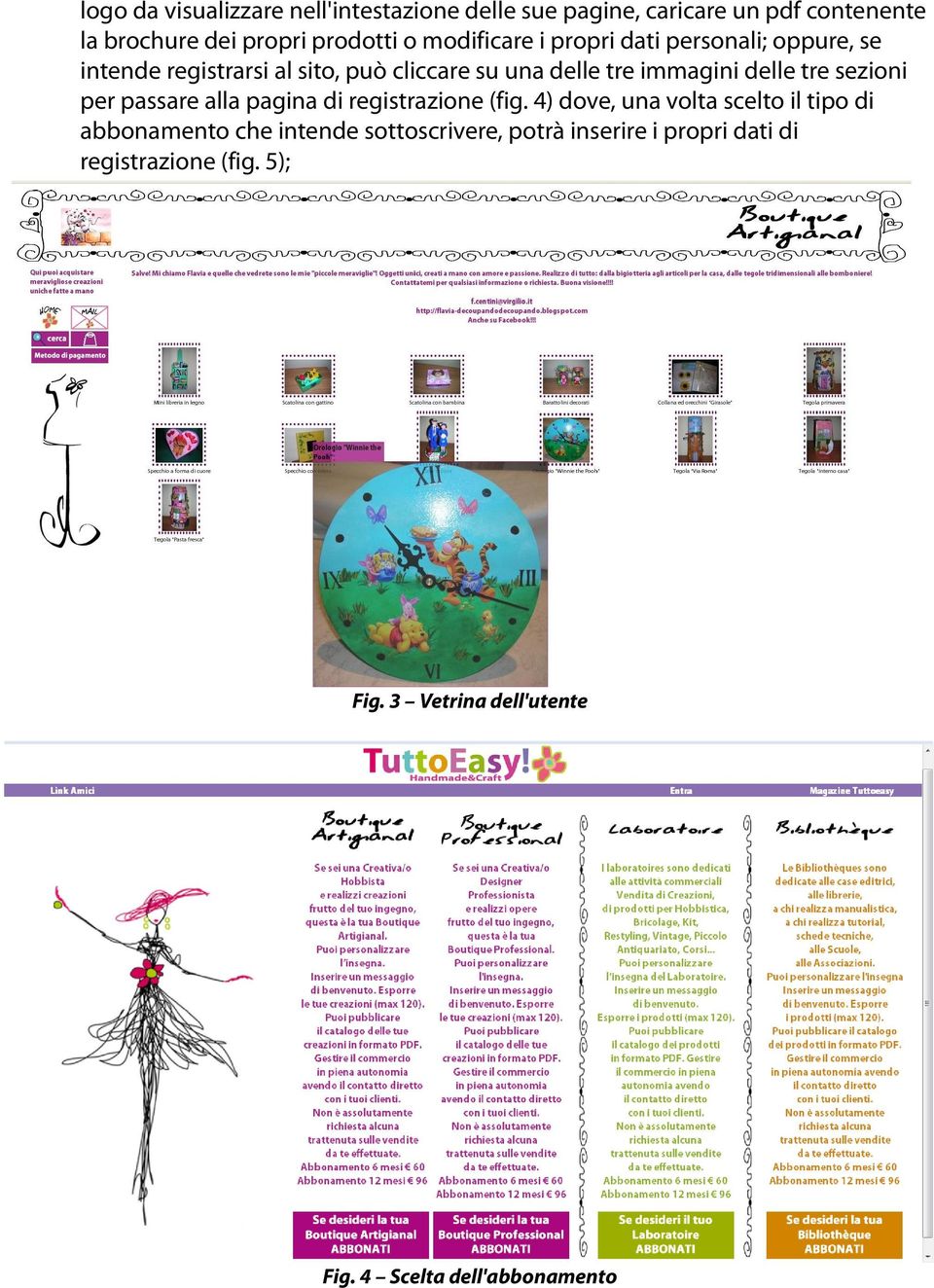 tre sezioni per passare alla pagina di registrazione (fig.