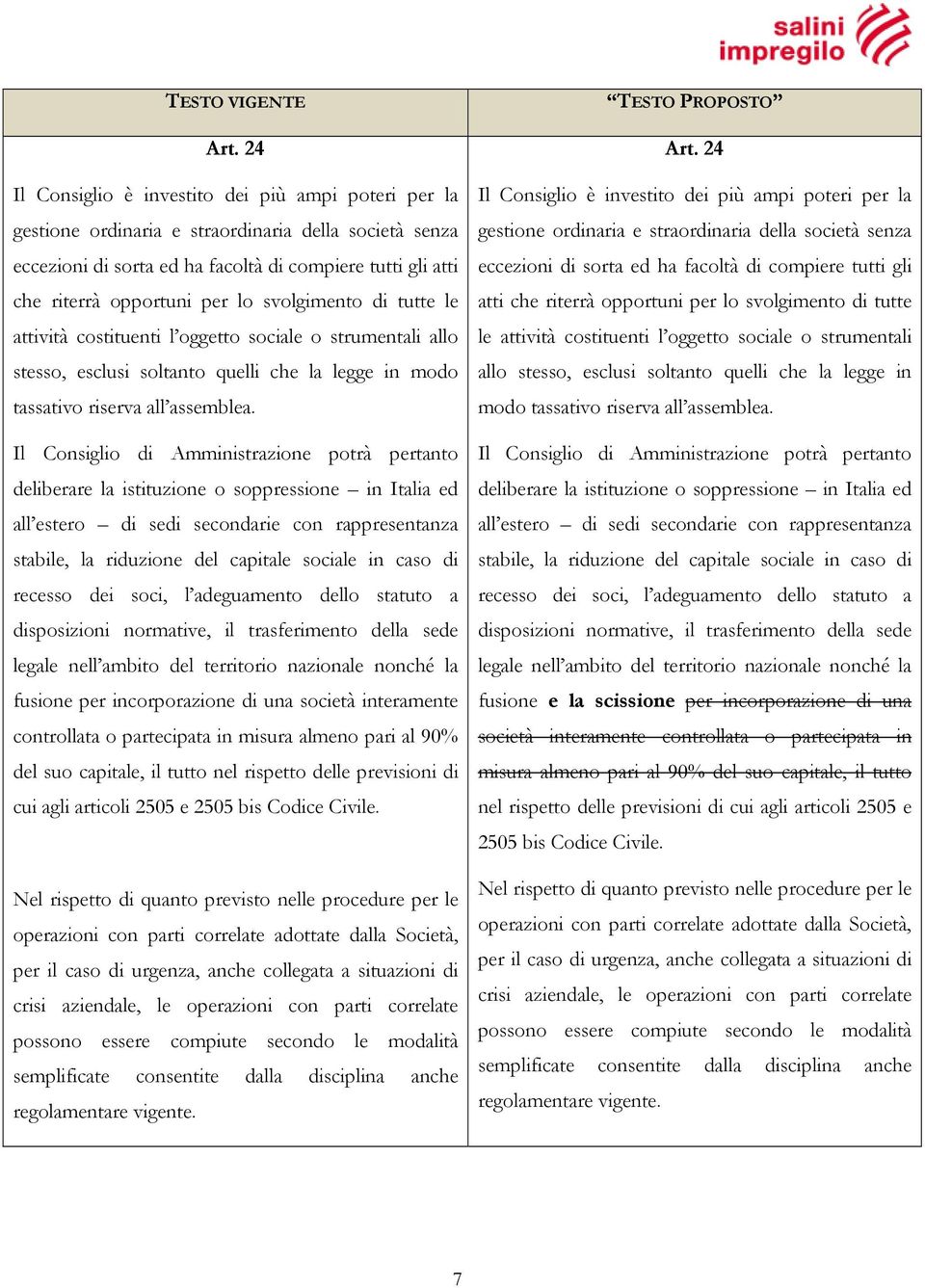 Il Consiglio di Amministrazione potrà pertanto deliberare la istituzione o soppressione in Italia ed all estero di sedi secondarie con rappresentanza stabile, la riduzione del capitale sociale in