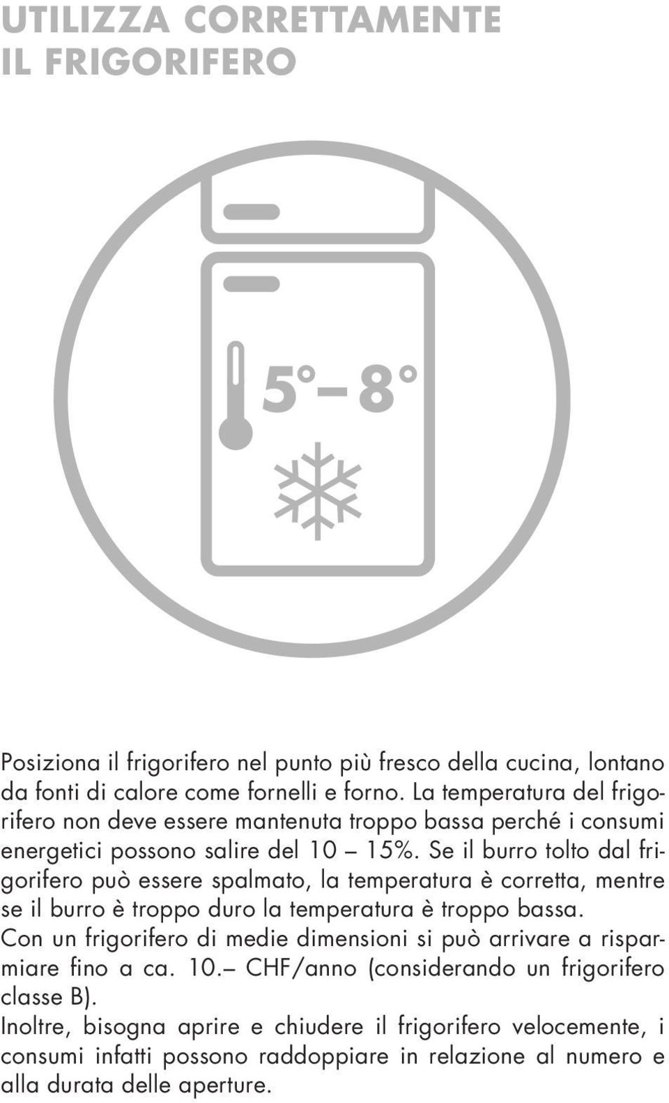 Se il burro tolto dal frigorifero può essere spalmato, la temperatura è corretta, mentre se il burro è troppo duro la temperatura è troppo bassa.