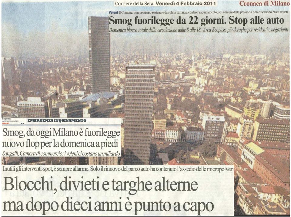 inquinamento Fonte: Agenzia di Milano