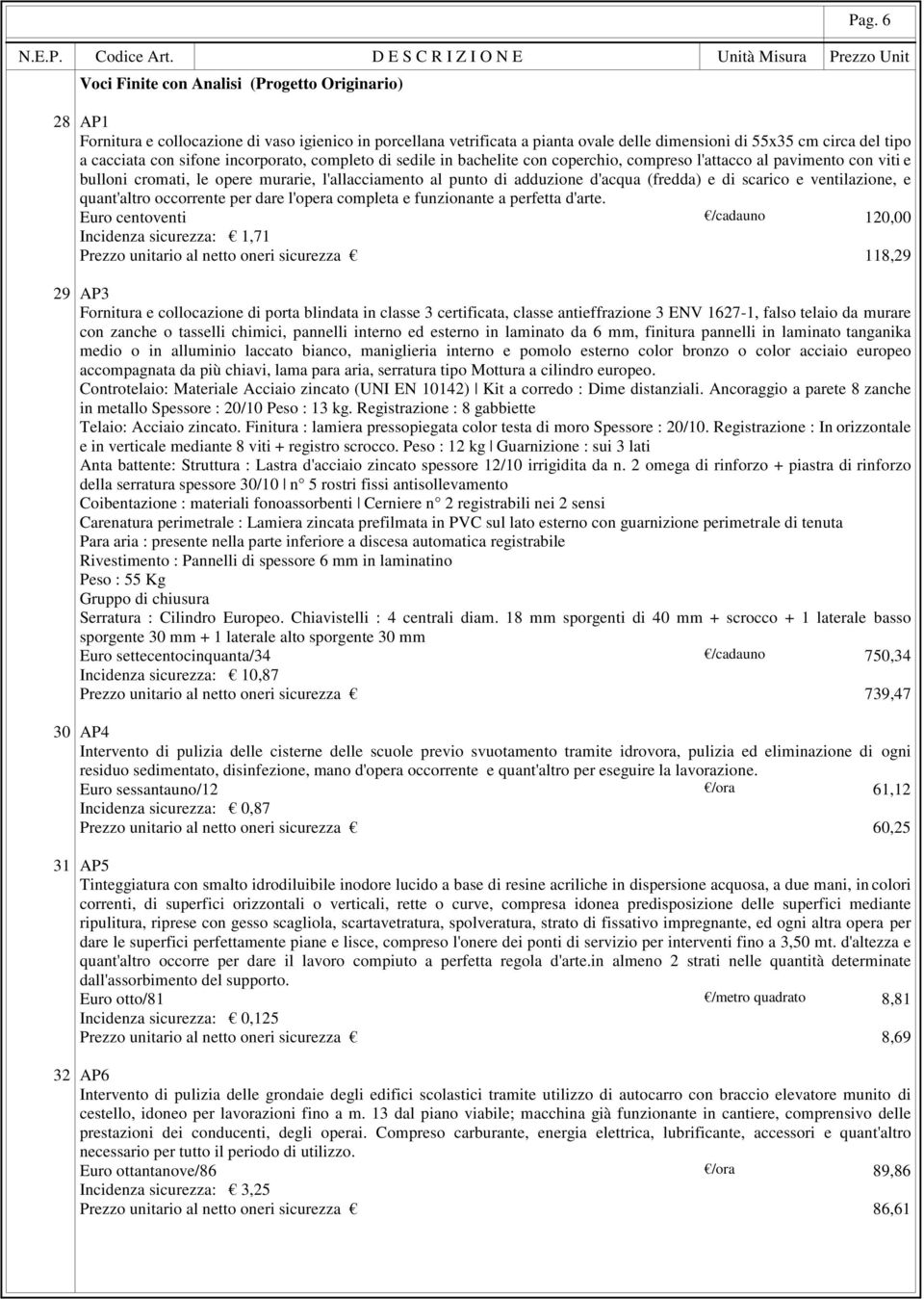 (fredda) e di scarico e ventilazione, e quant'altro occorrente per dare l'opera completa e funzionante a perfetta d'arte.