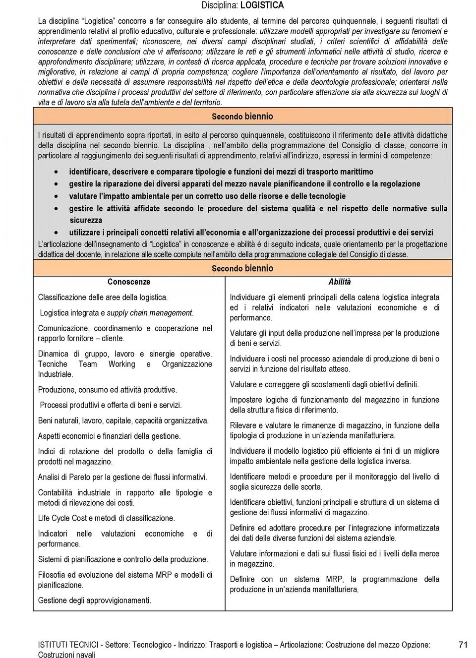 affidabilità delle conoscenze e delle conclusioni che vi afferiscono; utilizzare le reti e gli strumenti informatici nelle attività di studio, ricerca e approfondimento disciplinare; utilizzare, in