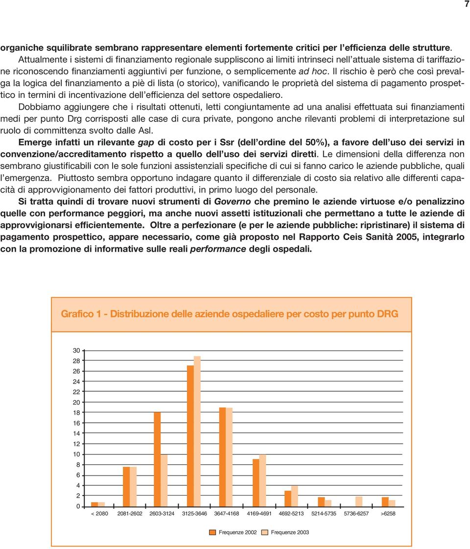 Il rischio è però che così prevalga la logica del finanziamento a piè di lista (o storico), vanificando le proprietà del sistema di pagamento prospettico in termini di incentivazione dell efficienza