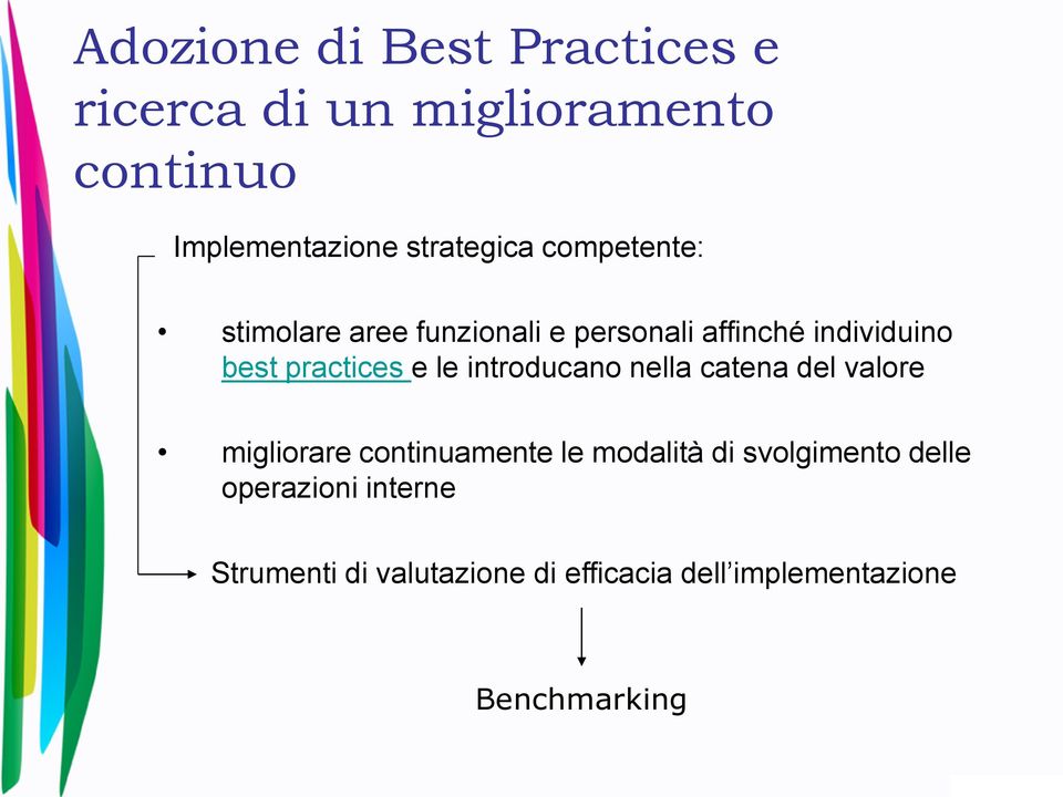 practices e le introducano nella catena del valore migliorare continuamente le modalità di