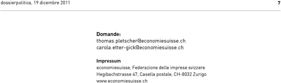 ch Impressum economiesuisse, Federazione delle