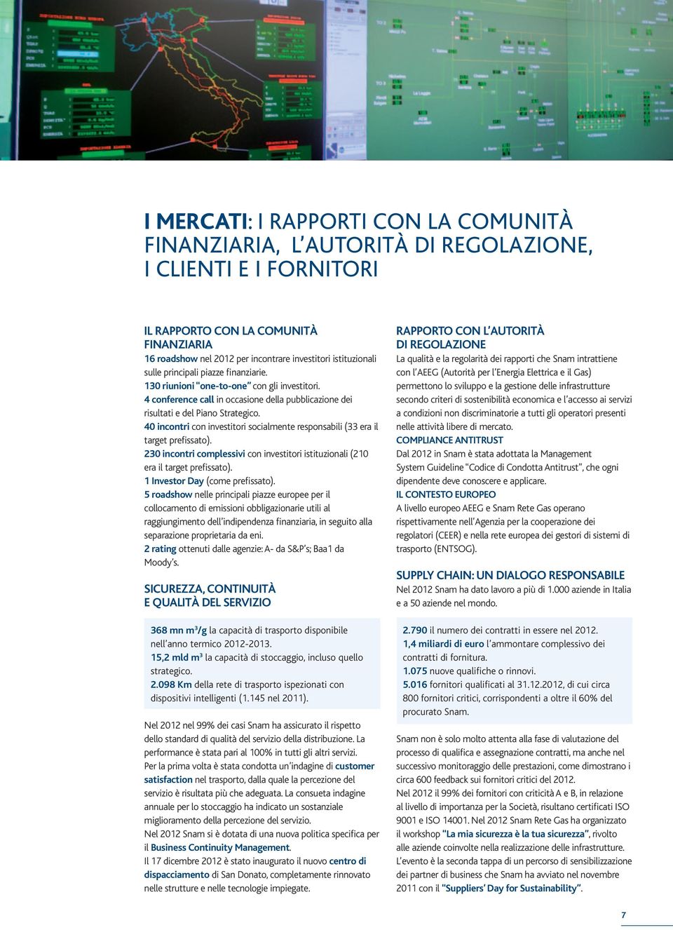 40 incontri con investitori socialmente responsabili (33 era il target prefissato). 230 incontri complessivi con investitori istituzionali (210 era il target prefissato).