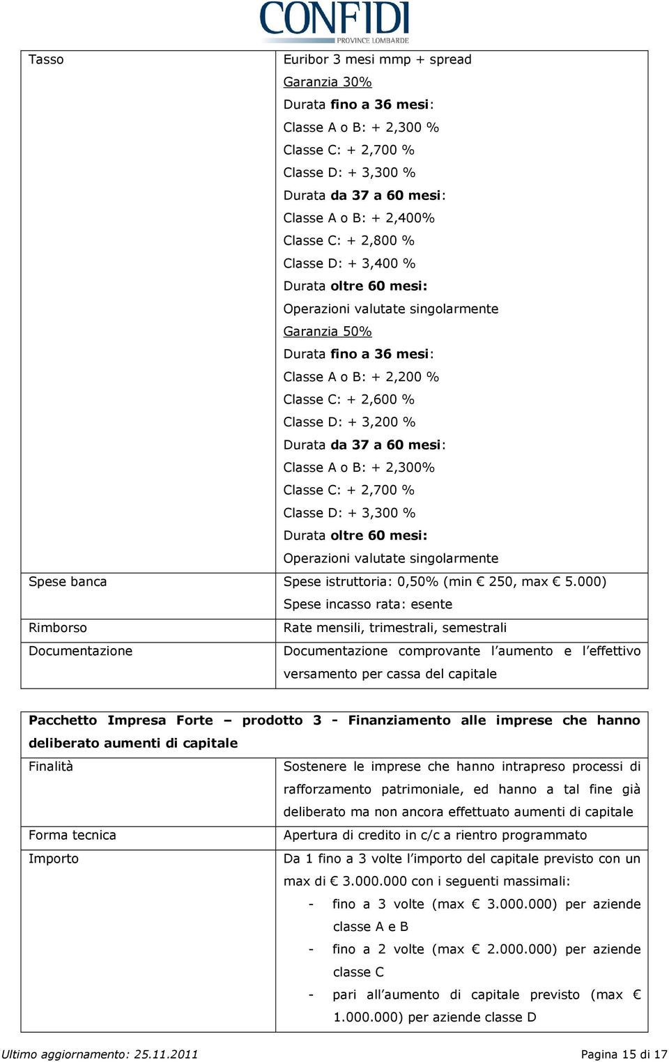 000) comprovante l aumento e l effettivo versamento per cassa del capitale Pacchetto Impresa Forte prodotto 3 - Finanziamento alle imprese che hanno deliberato aumenti di capitale Sostenere le