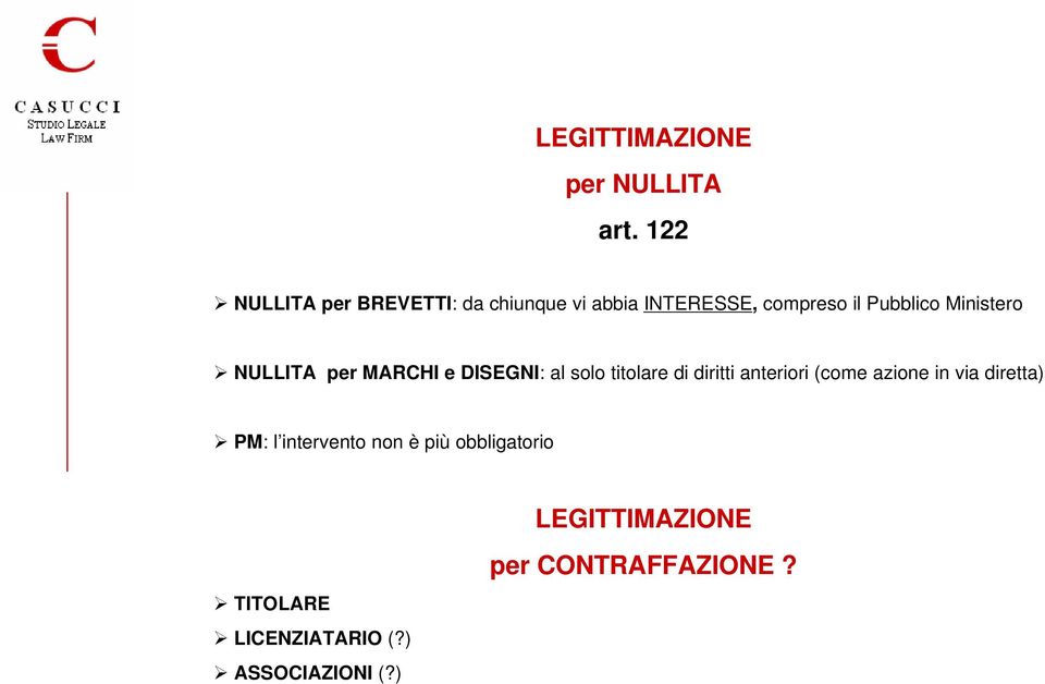 Ministero NULLITA per MARCHI e DISEGNI: al solo titolare di diritti anteriori (come