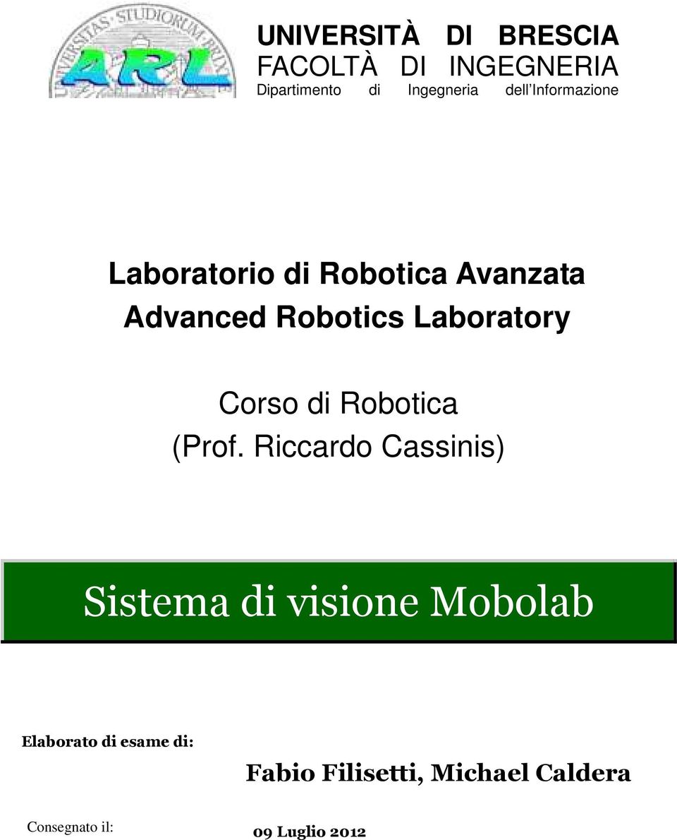 Corso di Robotica (Prof.