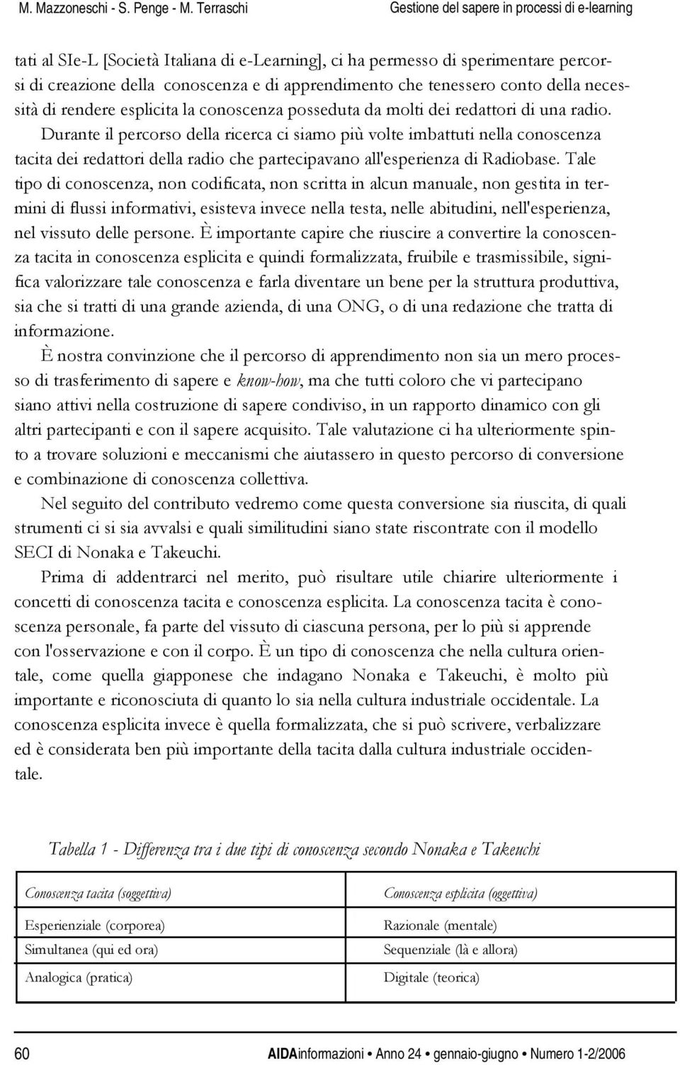 tenessero conto della necessità di rendere esplicita la conoscenza posseduta da molti dei redattori di una radio.