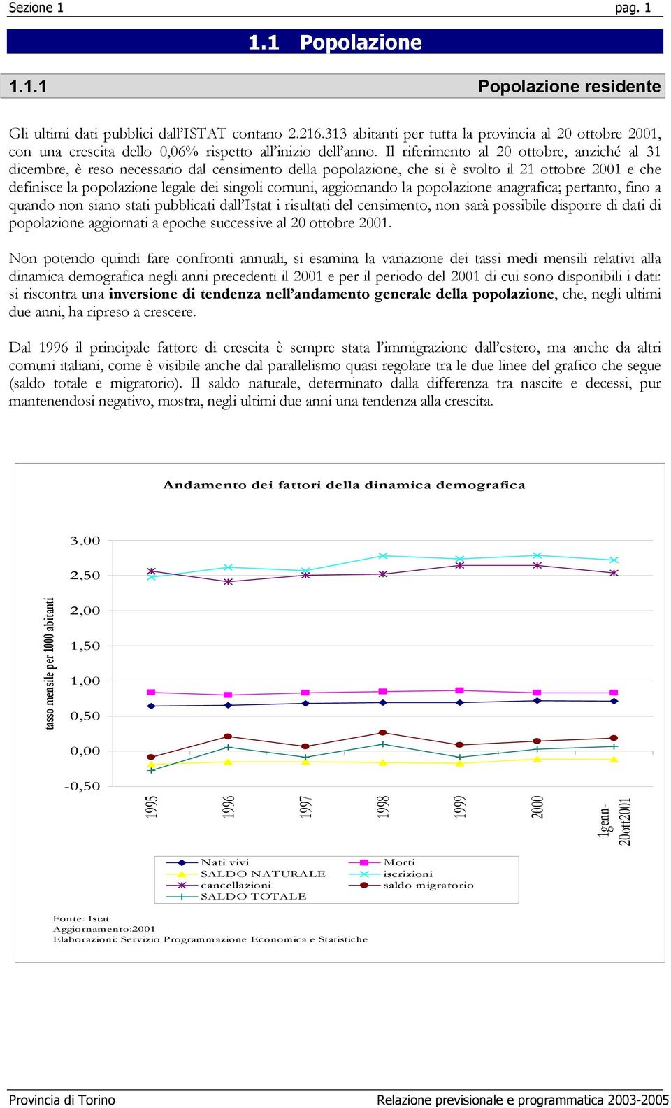 Il riferimento al 20 ottobre, anziché al 31 dicembre, è reso necessario dal censimento della popolazione, che si è svolto il 21 ottobre 2001 e che definisce la popolazione legale dei singoli comuni,