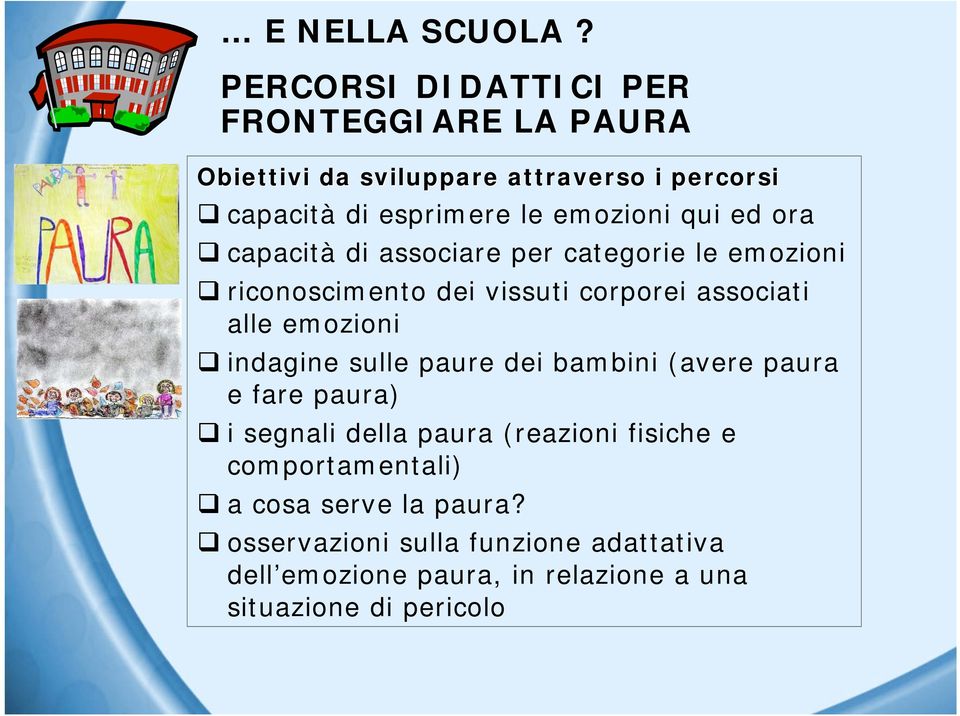 qui ed ora % capacità di associare per categorie le emozioni % riconoscimento dei vissuti corporei associati alle emozioni %