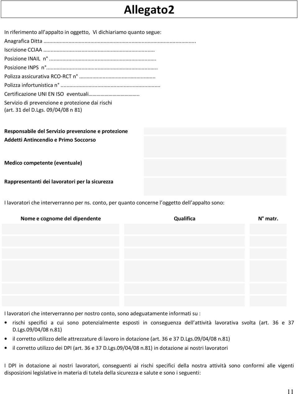 09/04/08 n 81) Responsabile del Servizio prevenzione e protezione Addetti Antincendio e Primo Soccorso Medico competente (eventuale) Rappresentanti dei lavoratori per la sicurezza I lavoratori che