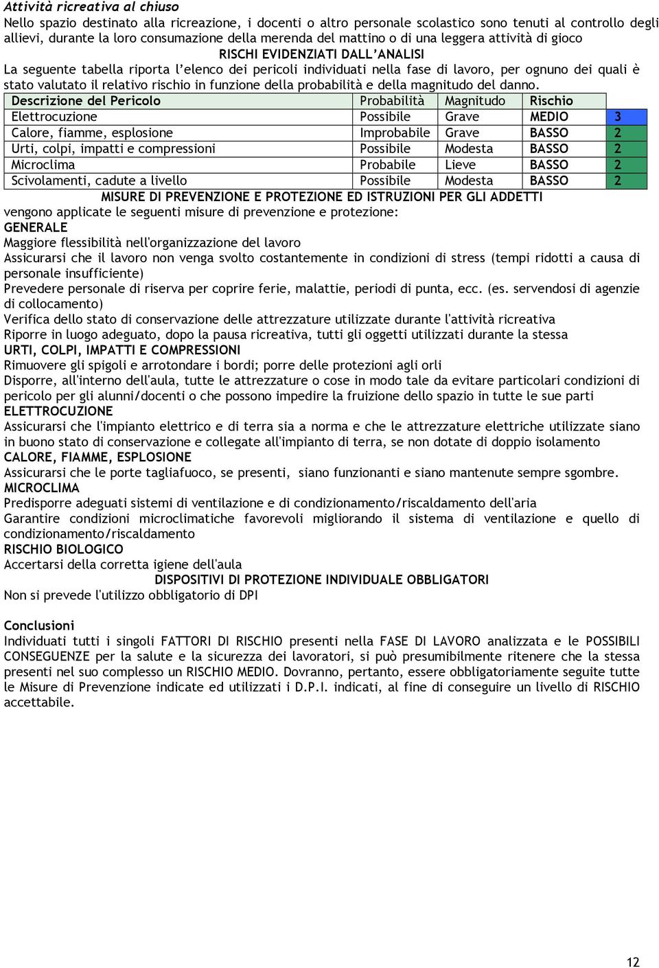 relativo rischio in funzione della probabilità e della magnitudo del danno.