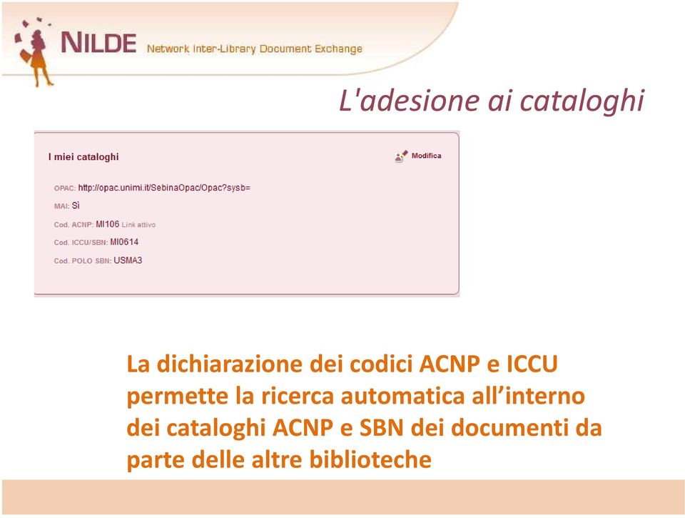 automatica all interno dei cataloghi ACNP e