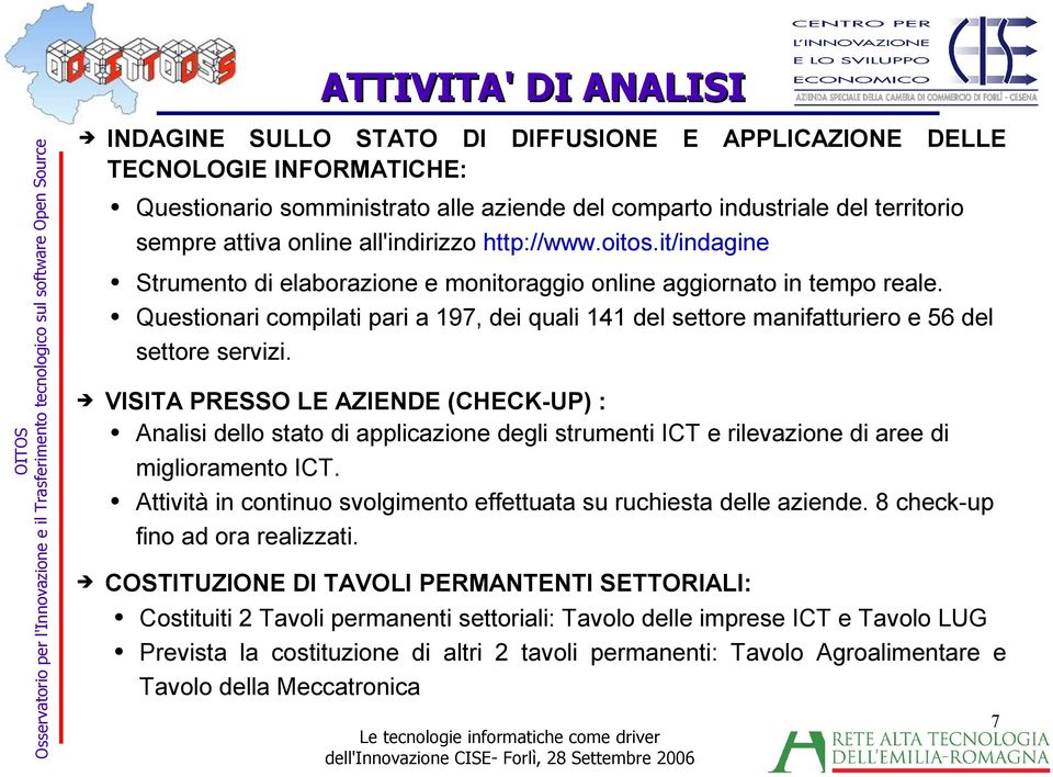 Questionari compilati pari a 197, dei quali 141 del settore manifatturiero e 56 del settore servizi.