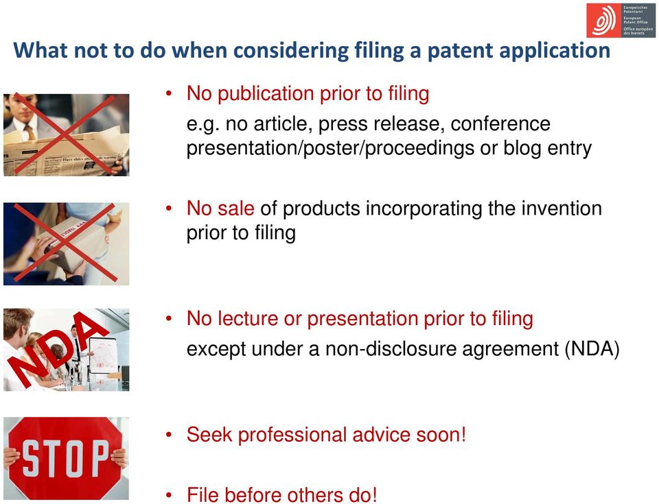 a patent application No publication prior to e.g.