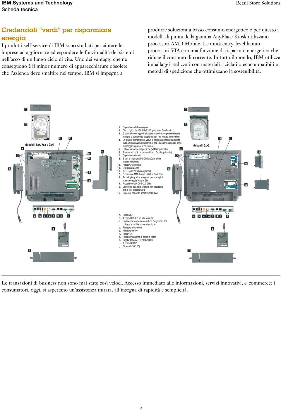 IBM si impegna a produrre soluzioni a basso consumo energetico e per questo i modelli di punta della gamma AnyPlace Kiosk utilizzano processori AMD Mobile.