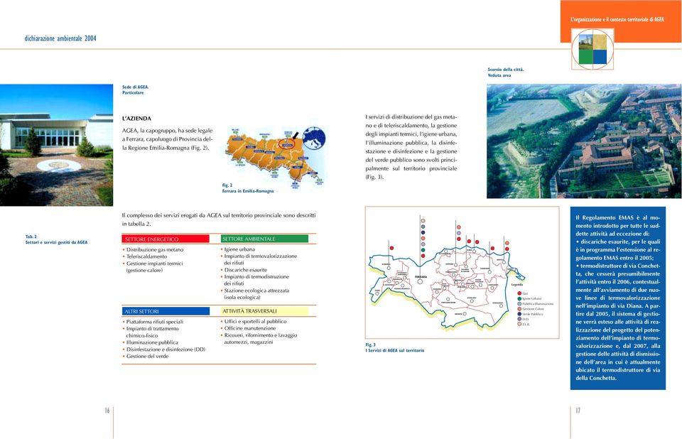 2 Ferrara in Emilia-Romagna I servizi di distribuzione del gas metano e di teleriscaldamento, la gestione degli impianti termici, l igiene urbana, l illuminazione pubblica, la disinfestazione e