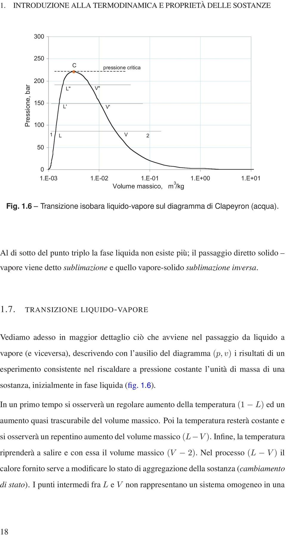 Al di sotto del punto triplo la fase liquida non esiste più; il passaggio diretto solido vapore viene detto sublimazione e quello vapore-solido sublimazione inversa. 1.7.