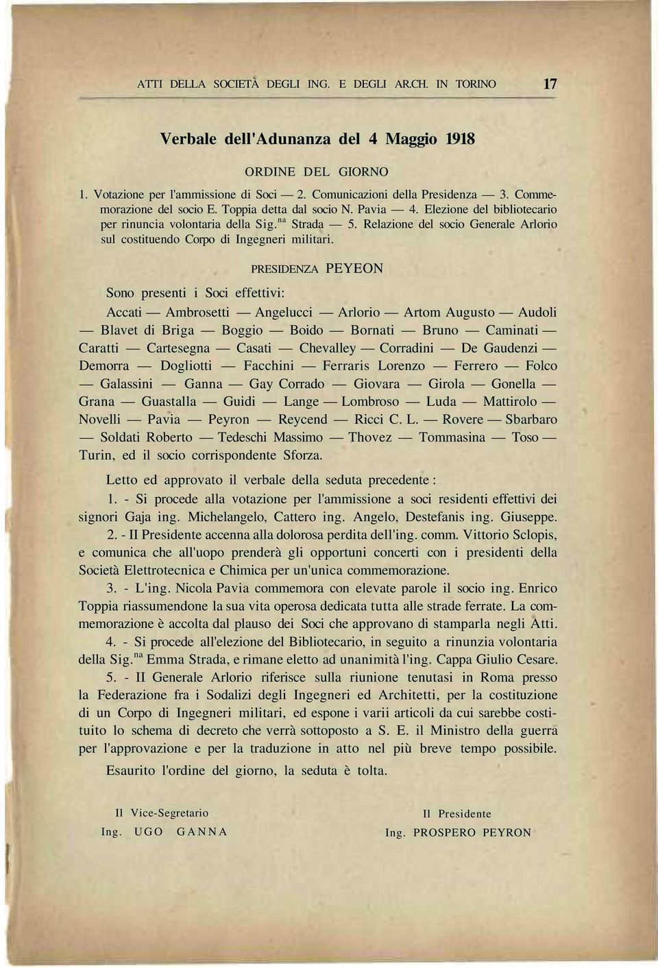 Relazione del socio Generale Arlorio sul costituendo Corpo di Ingegneri militari.