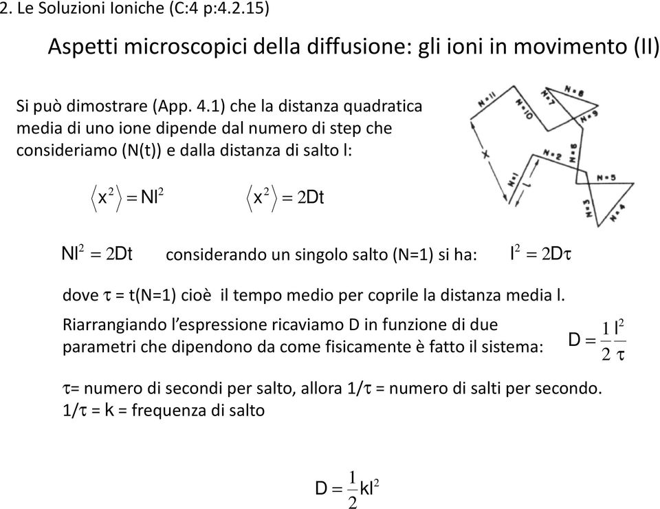 consderando un sngolo salto (N1) s ha: l Dτ dove τ t(n1) coè l tempo medo per coprle la dstanza meda l.