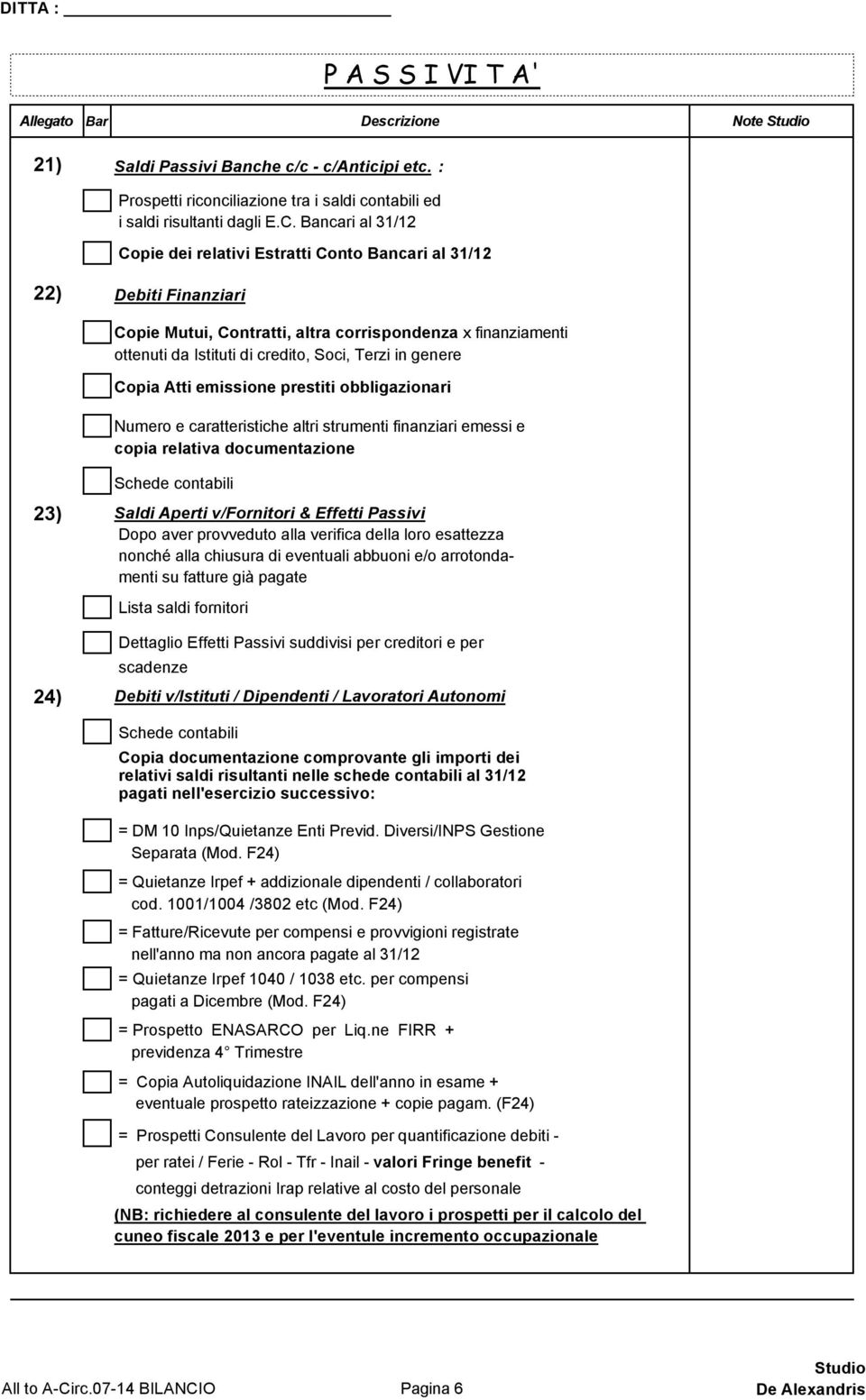 genere Copia Atti emissione prestiti obbligazionari Numero e caratteristiche altri strumenti finanziari emessi e copia relativa documentazione 23) Saldi Aperti v/fornitori & Effetti Passivi Dopo aver