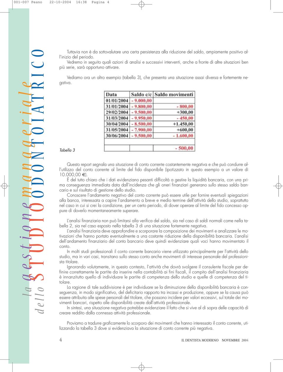 Vediamo ora un altro esempio (tabella 3), che presenta una situazione assai diversa e fortemente negativa.