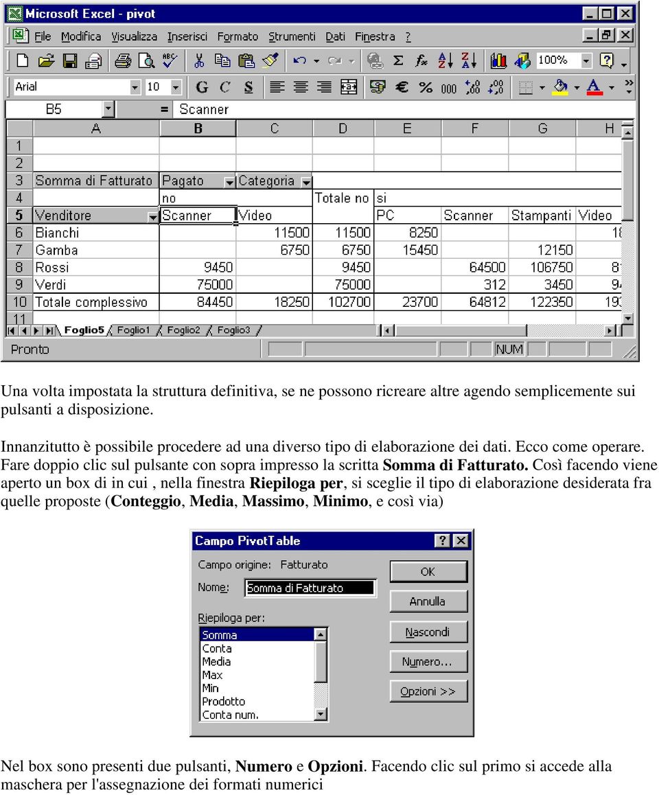 Fare doppio clic sul pulsante con sopra impresso la scritta Somma di Fatturato.