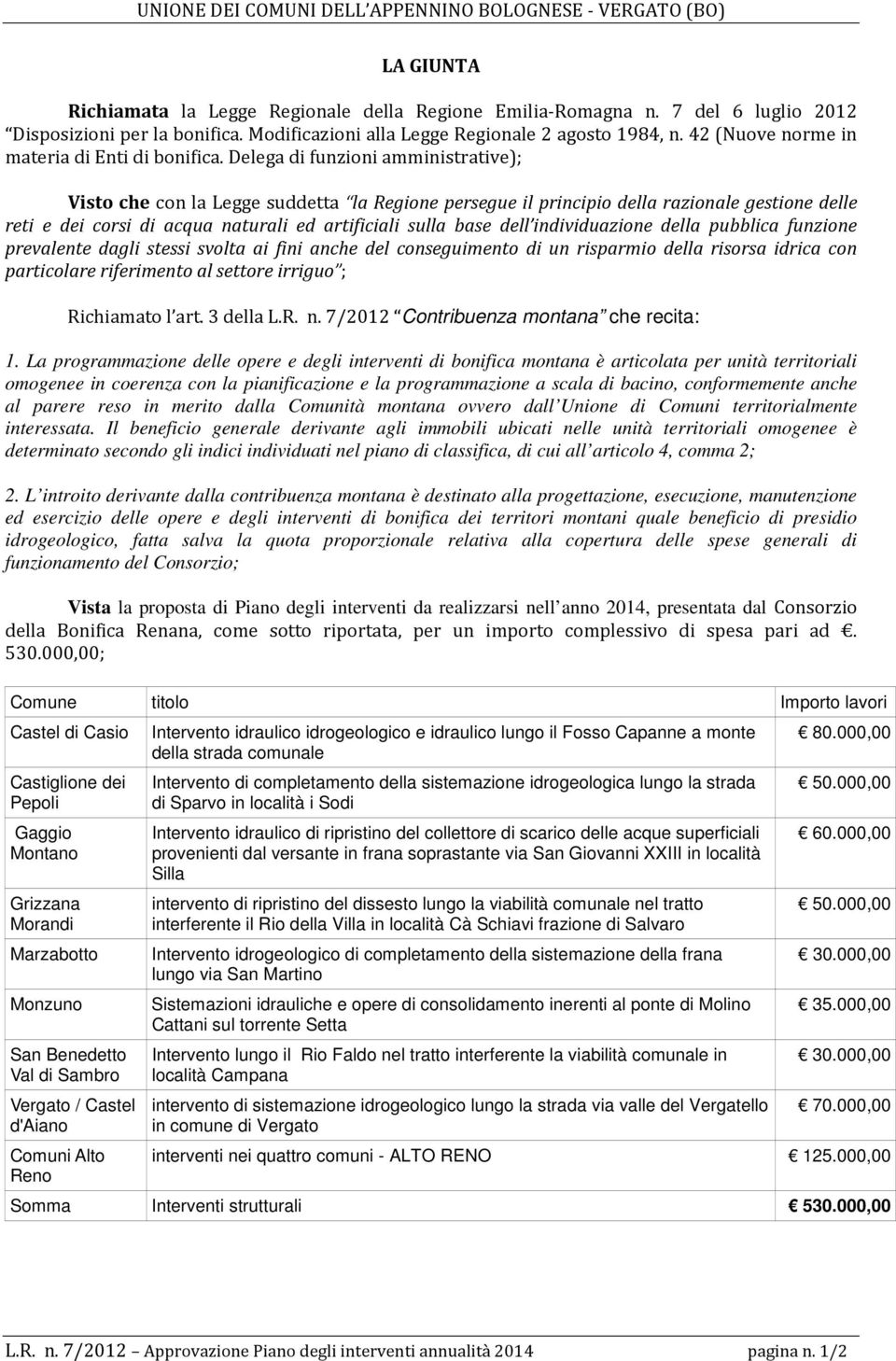 Delega di funzioni amministrative); Visto che con la Legge suddetta la Regione persegue il principio della razionale gestione delle reti e dei corsi di acqua naturali ed artificiali sulla base dell