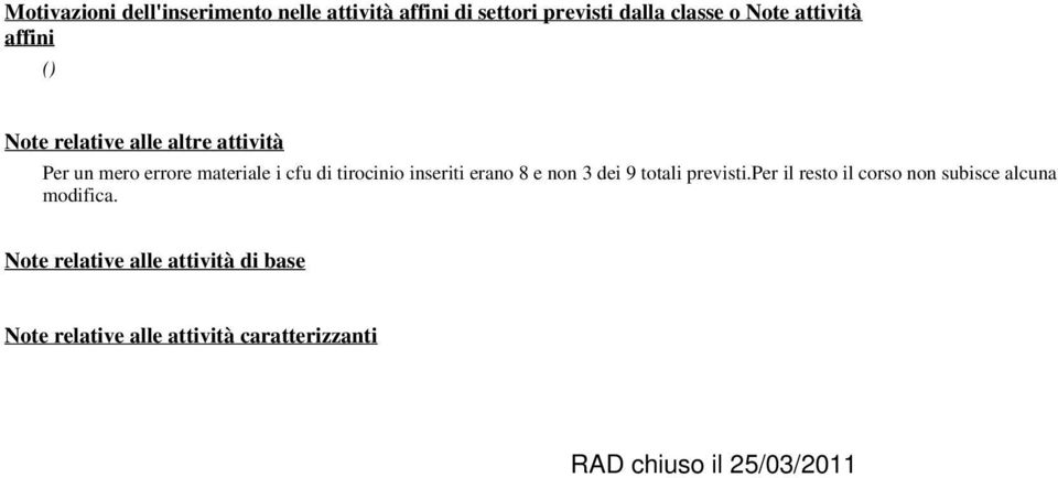 tirocinio inseriti erano 8 e non 3 dei 9 totali previsti.