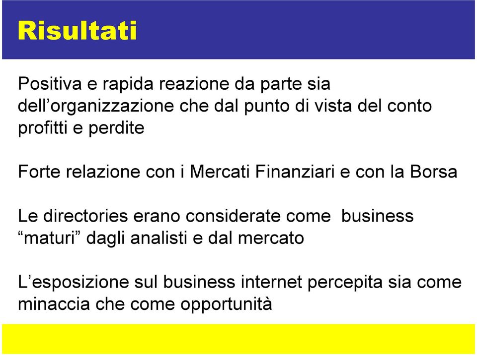 Borsa Le directories erano considerate come business maturi dagli analisti e dal