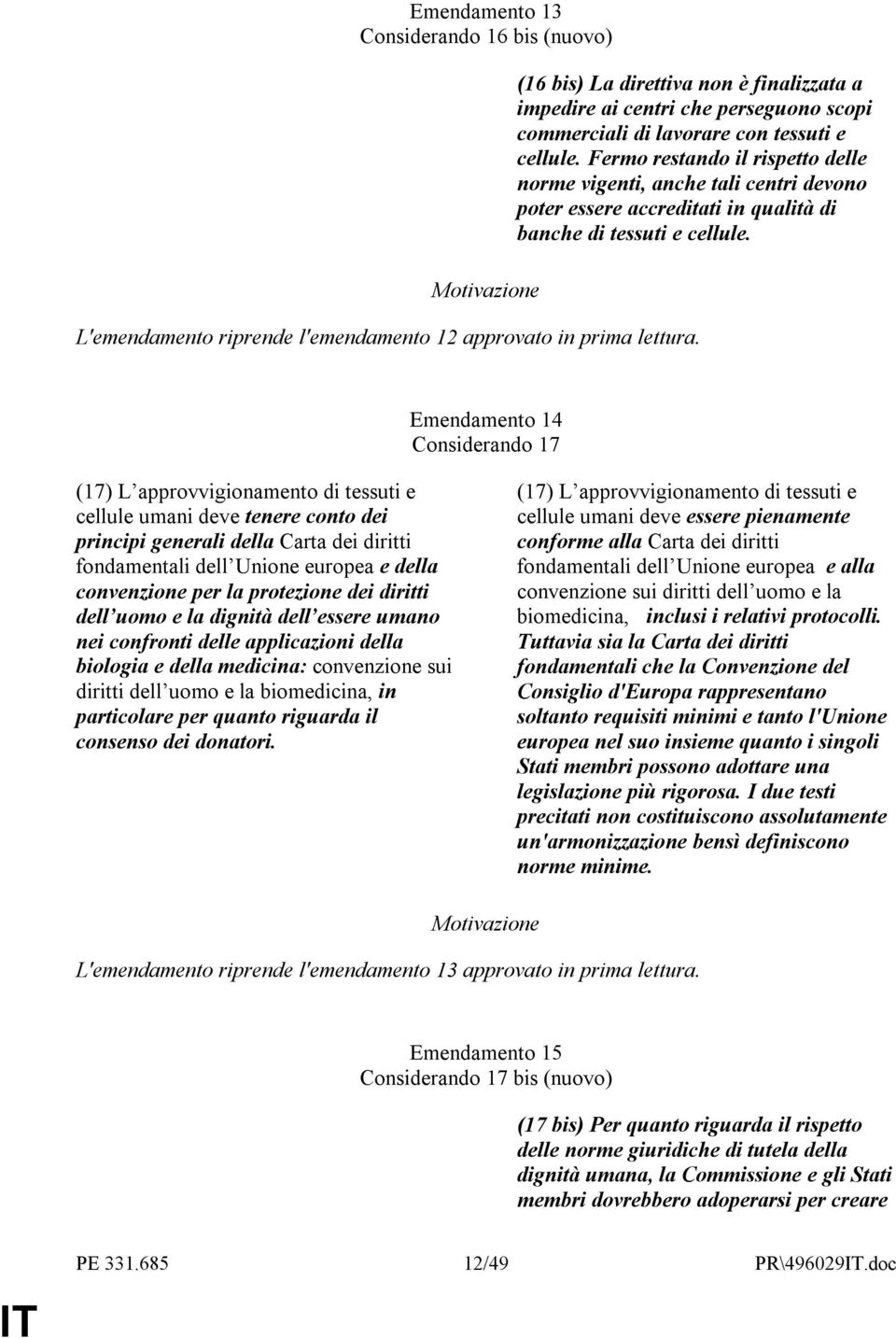 L'emendamento riprende l'emendamento 12 approvato in prima lettura.