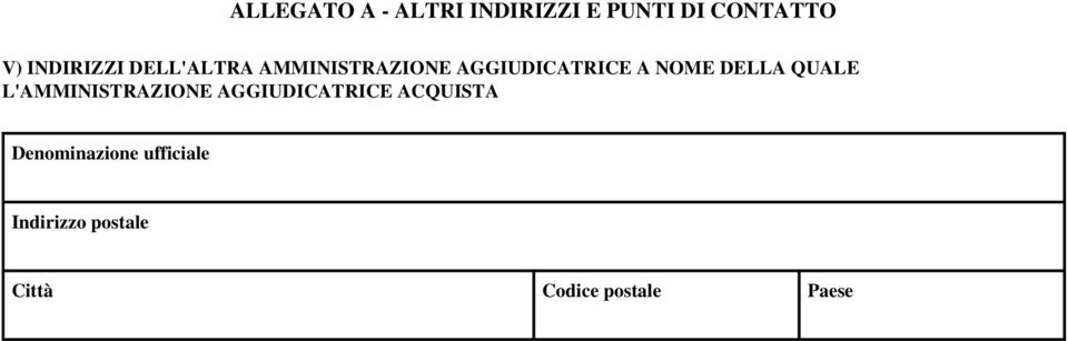 AMMINISTRAZIONE AGGIUDICATRICE A NOME DELLA