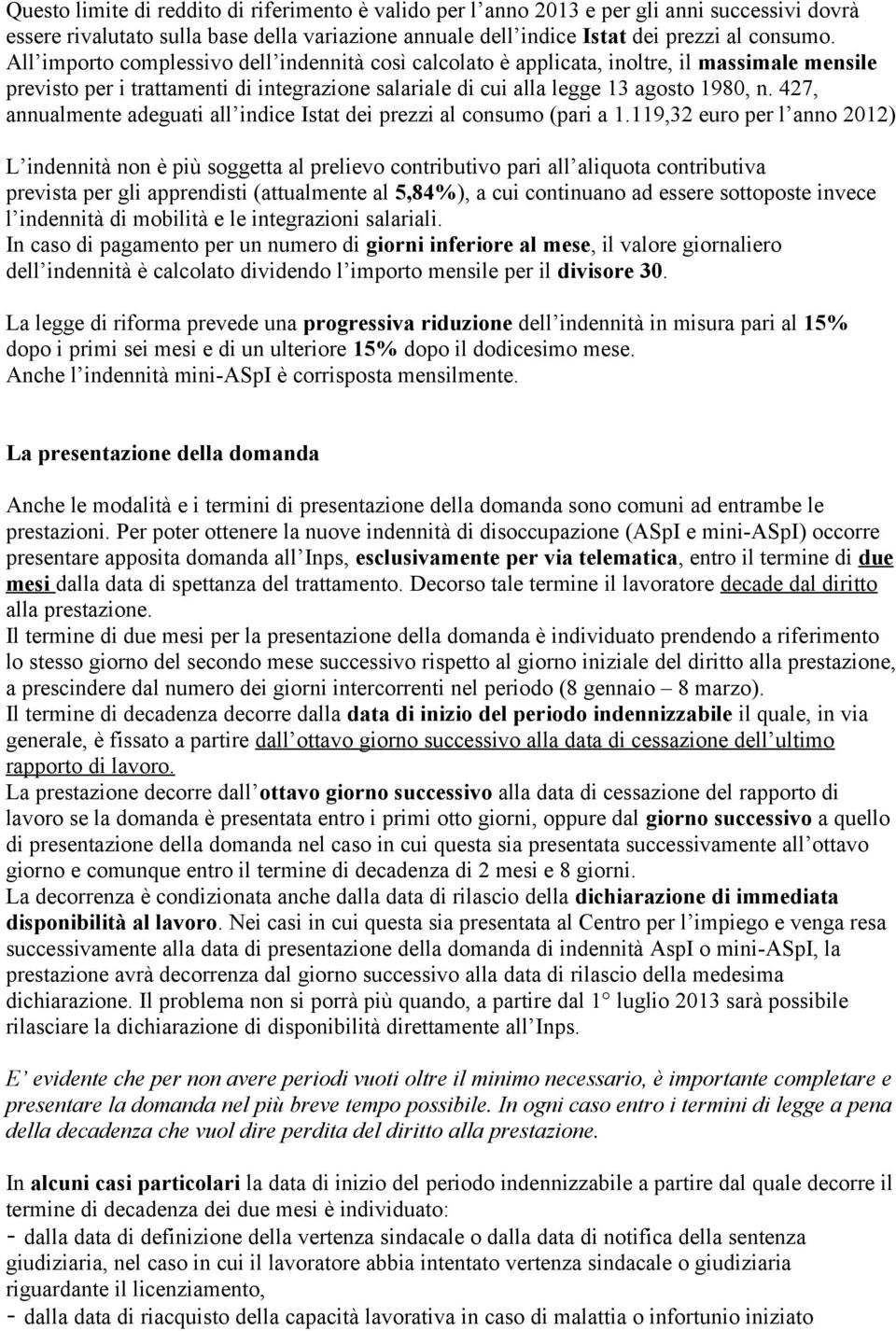 427, annualmente adeguati all indice Istat dei prezzi al consumo (pari a 1.