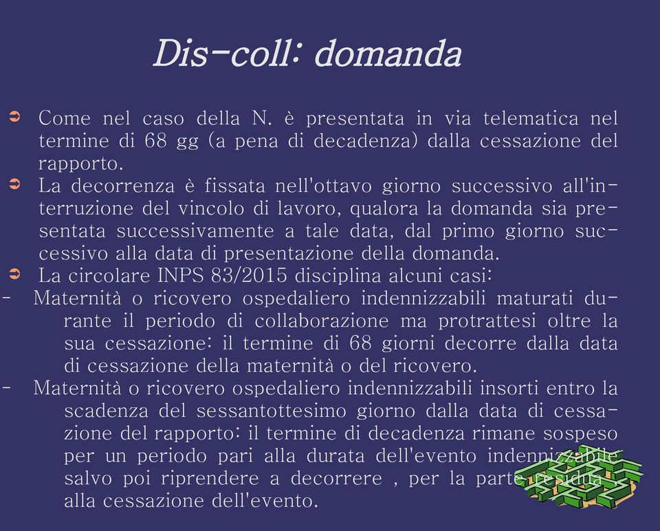 presentazione della domanda.