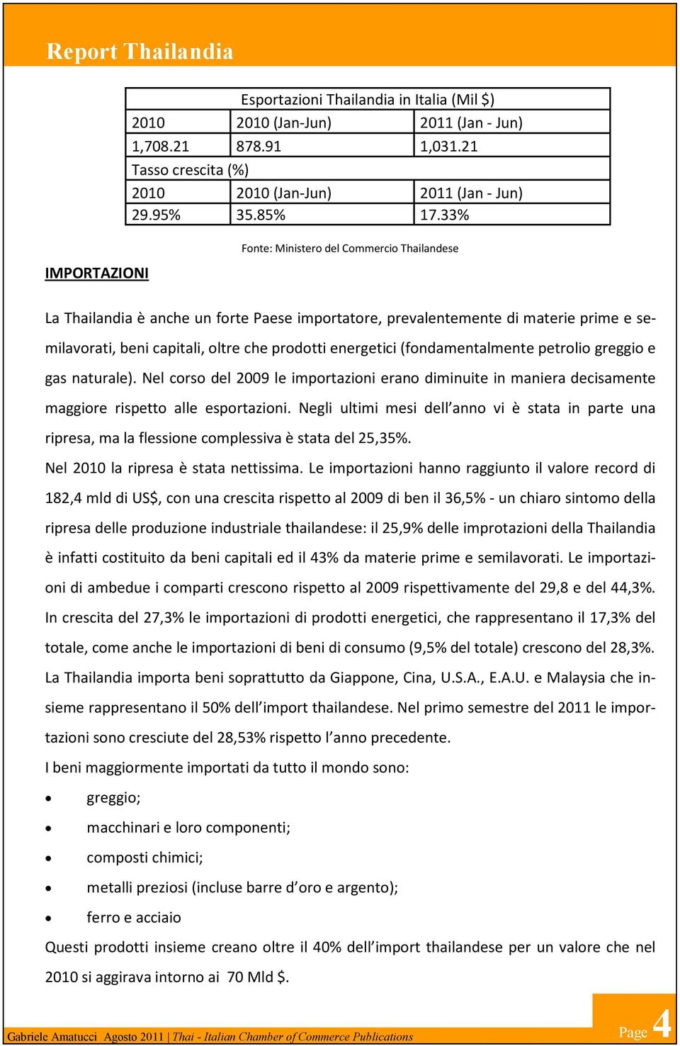 energetici (fondamentalmente petrolio greggio e gas naturale). Nel corso del 2009 le importazioni erano diminuite in maniera decisamente maggiore rispetto alle esportazioni.