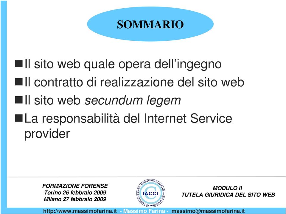 del sito web Il sito web secundum legem