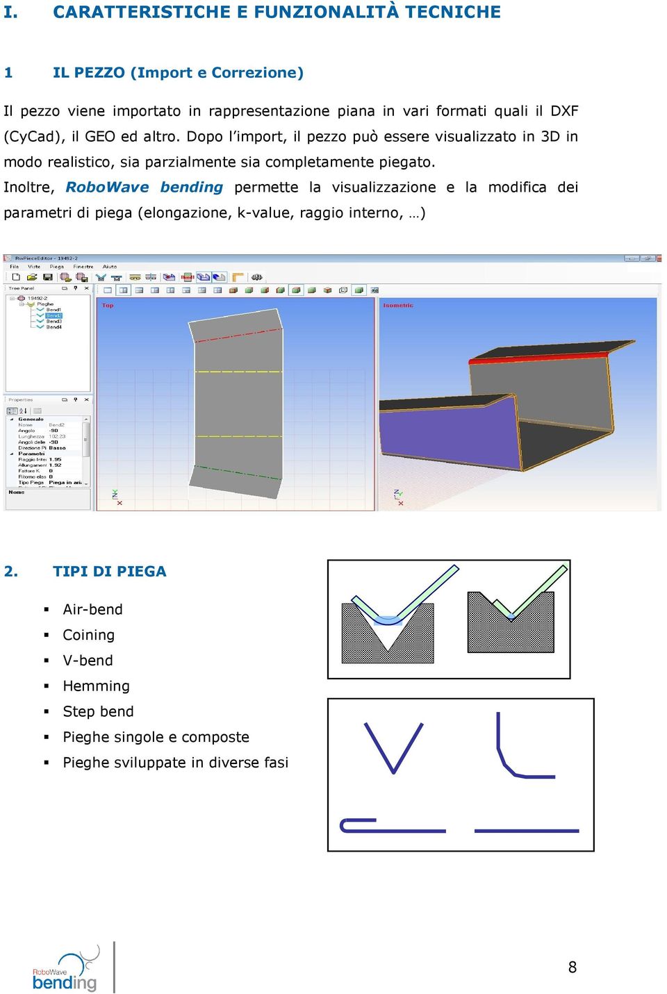 Dopo l import, il pezzo può essere visualizzato in 3D in modo realistico, sia parzialmente sia completamente piegato.