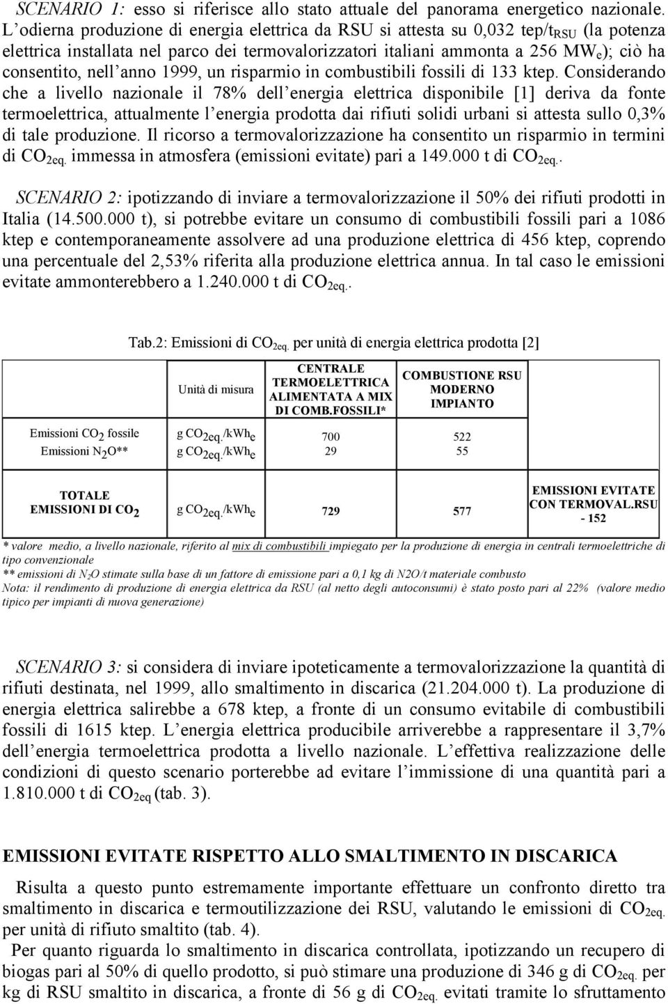 anno 1999, un risparmio in combustibili fossili di 133 ktep.