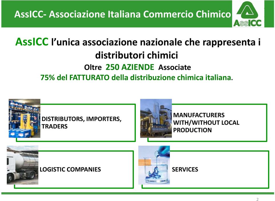 75% del FATTURATO della distribuzione chimica italiana.