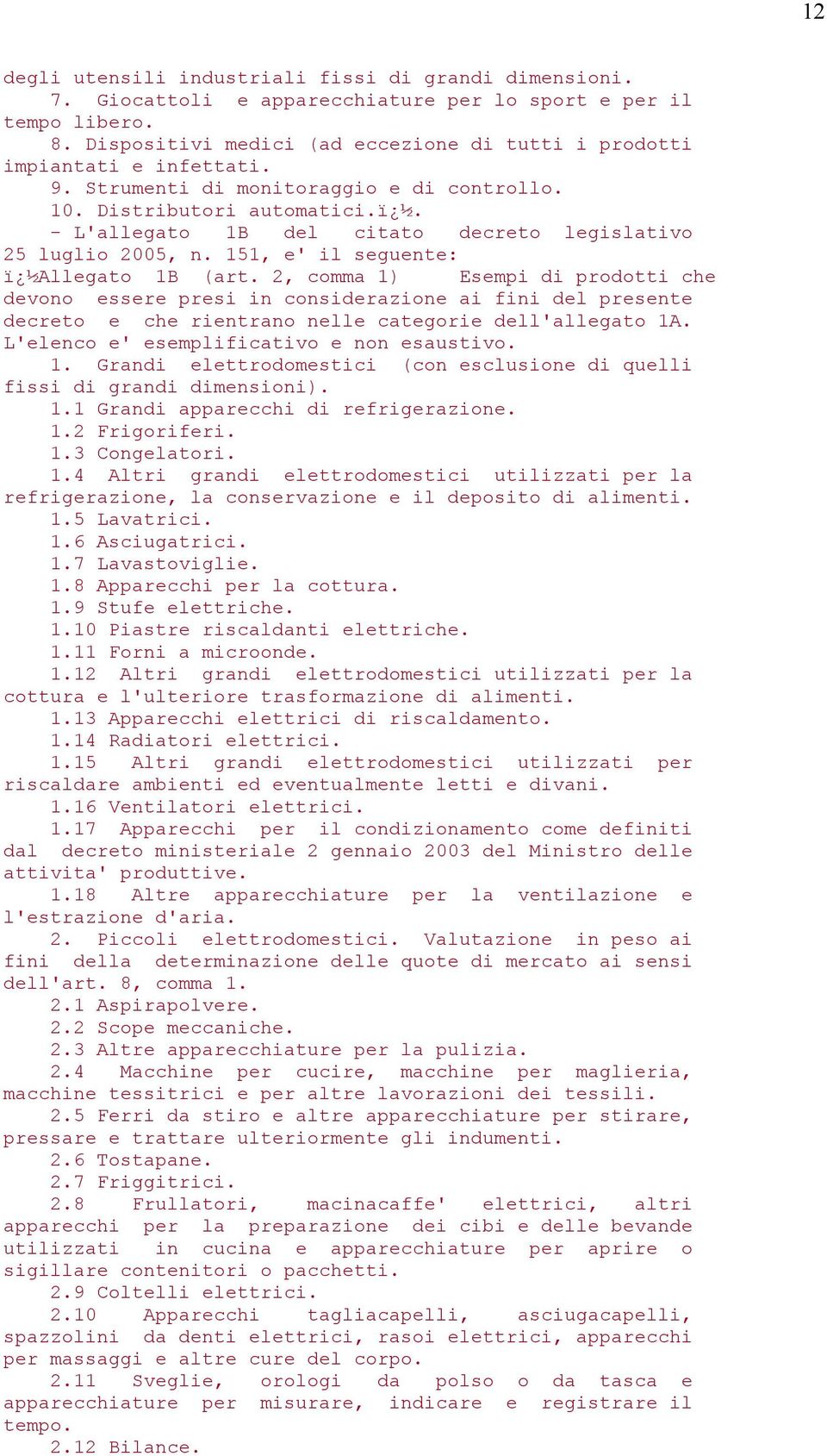 - L'allegato 1B del citato decreto legislativo 25 luglio 2005, n. 151, e' il seguente: ï ½Allegato 1B (art.